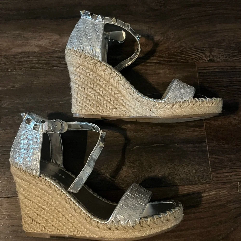 Marc Fisher Metallic Silver Wedge Sandals - Picture 5 of 8